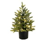 LOVIVER Albero di Natale con Base a Vaso Verde Fitto Albero di Natale a Forma Piramidale a Livelli Decorabile da Decorare per Ufficio, 80CM W Illuminato