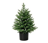 LOVIVER Albero di Natale con Base a Vaso Verde Fitto Albero di Natale a Forma Piramidale a Livelli Decorabile da Decorare per Ufficio, 60CM