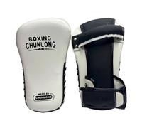 LOVIVER Allenamento Muay Thai Calcio Kickboxing Pad Curvo per Colpi con Schiuma Antiurto E Cuciture Resistenti Stabilità con Bordo Rialzato Cinghie Regolabili, Bianco