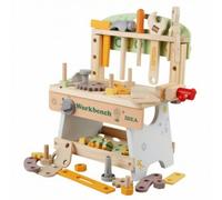 LOVIVER Banco di Assemblaggio in Legno E Plastica per con Ripiano Inferiore E Piano Trapuntato per Inserire Componenti con Attrezzi Inclusi per