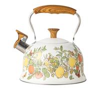 LOVIVER Bollitore con fischietto, manico in legno per fornello, teiera in acciaio inox antiruggine, per pesca, barbecue al coperto