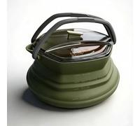 LOVIVER Bollitore da Viaggio Pieghevole Bollitore Portatile Pentola Pieghevole Teiera Compatta con Corpo in Silicone E Base in Acciaio per Uso su Fornello a, Verde Scuro