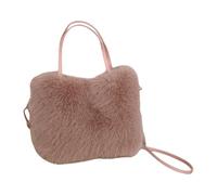 LOVIVER Borsa a tracolla in peluche con tracolla, morbida borsa invernale alla moda con manico superiore, Rosa