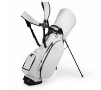 LOVIVER Borsa da Golf Stand Leggera Borsa Porta Mazze Sacca da Golf Custodia Mazze in Pelle Pu Opaca con Base Stabile E Struttura Autoportante Adatta a Campo Pratica Lato Carrello, Bianco
