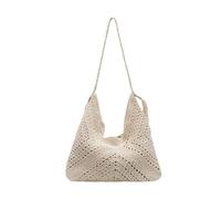 LOVIVER Borsa da spiaggia per donna, borsa a tracolla dal design per sport, estate, feste, nuoto, Bianco Beige