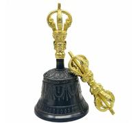LOVIVER Campana in Rame Campana Rituale Campana da Meditazione Campanella Cerimoniale con Base Svasata E Corpo Inciso Suono Risonante per Concentrazione Adatta per Rituali Stanza Altare, L