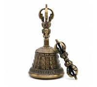 LOVIVER Campana Rituale in Meditazione Cerimoniale con Vajra Intagliato E Corpo Inciso per Profonda Consapevolezza E Riti Altare Spazio Sessioni di Respiro Regalo, Grande