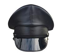 LOVIVER Cappello da Capitano Deluxe, Cappello da Ufficiale in Stile Tedesco PU Puntelli, Cappello da Esercito con Visiera per Halloween, Performance Stage Show, Nero 59