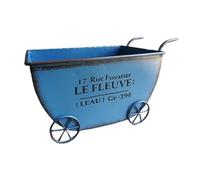 LOVIVER Carrello portafiori in Metallo, Robusto, Piccolo, carriola Decorativa, portavasi per Fiori, per Interni, Patio, Cortile, Esposizione all'aperto, Blu
