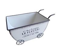 LOVIVER Carrello portafiori in Metallo, Robusto, Piccolo, carriola Decorativa, portavasi per Fiori, per Interni, Patio, Cortile, Esposizione all'aperto, Bianco