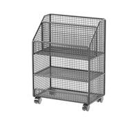LOVIVER Carrello portaoggetti mobile con ruote, comodo carrello portaoggetti in rete, organizer per file su ruote per la biblioteca di casa e dormitorio, Nero a 3 Strati