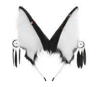 LOVIVER Cerchietto con Orecchie Creature Cerchietto Fascia Accessorio Capelli Copricapo con Texture Peluche E Dettagli Avvolti Sulle Punte Adatto per Festival, Array, Nero