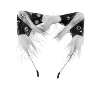LOVIVER Cerchietto con orecchie di gatto per Halloween, elegante accessorio per capelli per feste in maschera, Bianco Nero