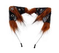 LOVIVER Cerchietto con orecchie di gatto per Halloween, elegante accessorio per capelli per feste in maschera, Rosso Marrone