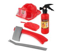 LOVIVER Children Outdoor Spray De Set Vigile del Fuoco per Bambini Kit Zaino Acqua Spruzzo Manuale Elmo Visiera Ascia Giocattolo Grafica Plastica Adatto a Giochi in Cortile Feste Piscina Gite