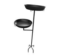 LOVIVER Ciotola per Bagno per Uccelli Ciotola a Doppio Strato Facile da installare con picchetto in Ferro Vasca per Uccelli da Esterno Mangiatoia per Bere per, Nero