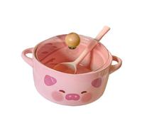 LOVIVER Ciotola per Ramen con Manico E Coperchio, Cuoci-ramen Istantaneo Multiuso per Frutta, Rosa