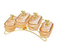 LOVIVER Contenitore per, contenitore per verdure, vassoio per colazione da banco, vassoio ornamentale per snack, 4 scomparti per hotel e, Ambra