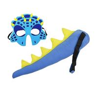 LOVIVER Costume da drago per bambini Maschera di coda di dinosauro Imposta abiti di Halloween Decorazione Maschera di dinosauro per oggetti di scena per, Blu