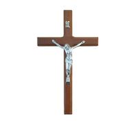 LOVIVER Crocifisso da parete in legno, scultura di Gesù, statua religiosa, statuetta sacra, regalo, Gesù crocifisso, decorazione per ufficio, casa, ingresso, Marrone