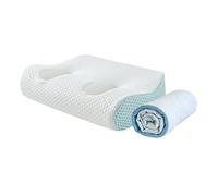 LOVIVER Cuscino auricolare con fori in memory foam, morbido, con federa, cuscino ergonomico lavabile per piercing all'orecchio, per tappi per le orecchie, Azzurro