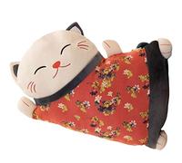 LOVIVER Cuscino per Gatto Fortunato Cuscino per Cintura Cuscino per Abbraccio Morbido Staccabile Cuscino Lombare Multiuso Cuscino per la Vita per Regalo di, Rosso