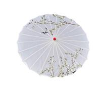 LOVIVER Decorazione cinese con ombrello in carta oleata, arte decorativa classica, parasole orientale in carta oleata fatto a mano per feste in maschera, Bianco