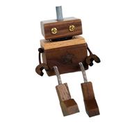 LOVIVER Decorazione per auto con statuetta in legno raffigurante un uomo che trema, bambola con i piedi che tremano, accessori per auto per libreria, Noce