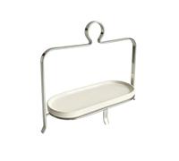 LOVIVER Espositore da Tavola per Dessert con Base Stabile E Vassoi Ovali in Ceramica per Mettere Biscotti E Tartine con Manico Anello per Trasporto Pratico, Argento, Monolivello