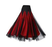 LOVIVER Gonna da ballo latina da donna, gonna lunga, vestiti, gonna altalena, costume da ballo per la pratica della danza Cha, rosso l