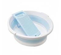 LOVIVER Lavabo Pieghevole con Asse Lavapanni Bacinella Lavatrice Catino Portatile Vasca per Bucato Materiale PP con Tappo di Scarico E Manici Rinforzati, Blu, 8064+Con Lavagna