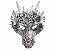 LOVIVER Maschera 3D da Drago Leggera, Nero Argento | Morbida, Maschera da Drago, per Halloween, Carnevale, Cosplayer