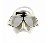 LOVIVER Maschera Subacquea Occhialini Snorkel Immersione Facile Compensazione Frontale Nitida Fascia Regolabile Adatta a Snorkeling Ricreativo Scuola Nuoto Vacanze Estive, Oro, Bianco