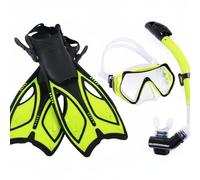 LOVIVER Maschera Subacqueo Completo Maschera con Ampia Boccaglio a Secco Chiusura Automatica Regolabili con Cinghie Silicone Delicato Sulla Pelle Adatto, Giallo, M