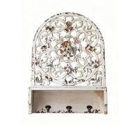 LOVIVER Mensola da Parete Vintage con Ganci Scaffale Ripiano Portachiavi Stile Classico Francese con Motivo a Vernice Consumata Pannello Artificiale Adatta