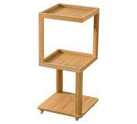 LOVIVER Mobile Side Cabinet Tavolino Laterale Carrello Portaoggetti Mensola Tripla in Bambù con Ripiani Aperti E Ruote Leggere Adatto per Camera da Letto, Originale, Tre Strati Con Ruote Universali