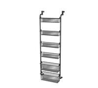 LOVIVER oggetti da Appendere a 6 Ripiani Robusto Scaffale da Appendere in Acciaio Al Carbonio Multiuso Cestino Sospeso in Filo Metallico per Bagno, Nero