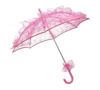 LOVIVER Ombrellone pieghevole in pizzo per bambine, elegante per feste di addio al nubilato, diametro 60 cm, Rosa Rossa