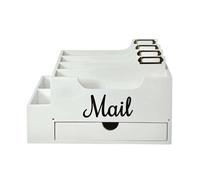 LOVIVER Organizzatore Da Banco, Organizer Da Scrivania, Rustico Vintage, Versatile, Portadocumenti per Archiviazione, Lettere E, Bianco