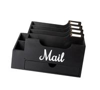 LOVIVER Organizzatore Da Banco, Organizer Da Scrivania, Rustico Vintage, Versatile, Portadocumenti per Archiviazione, Lettere E, Nero