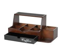 LOVIVER Organizzatore per stazione caffè da banco, decorazione, versatile, accessori marroni, porta cialde caffè, cestino portaoggetti per ufficio domestico
