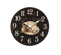 LOVIVER Orologio da Parete a Forma di Tazza di caffè, Decorazione Rustica, Facile da Leggere, retrò, con Movimento Silenzioso, per Cucina, Camera da Letto, So, 25 Cm