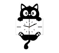 LOVIVER Orologio da parete a tema gatto, orologio decorativo con gatto da appendere alla parete per dei bambini o il bagno.
