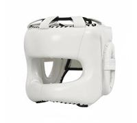 LOVIVER Paracapo da con Schermo Facciale Casco da Pugilato Caschetto da Allenamento Protezione Guance Imbottitura Colpi E Pannelli Laterali per Orecchie, Bianco, L Taglia Adulto
