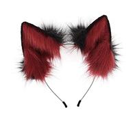 LOVIVER Peluche Orecchie in Pelliccia Sintetica Fascia per Capelli Maschera Regalo Accessori per Capelli Copricapo per Travestimenti in Maschera Sp, rosso nero