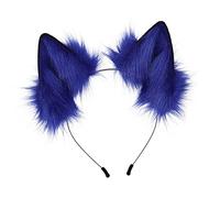 LOVIVER Peluche Orecchie in Pelliccia Sintetica Fascia per Capelli Maschera Regalo Accessori per Capelli Copricapo per Travestimenti in Maschera Sp, Blu nero