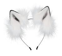 LOVIVER Peluche Orecchie in Pelliccia Sintetica Fascia per Capelli Maschera Regalo Accessori per Capelli Copricapo per Travestimenti in Maschera Sp, Bianco