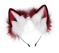 LOVIVER Peluche Orecchie in Pelliccia Sintetica Fascia per Capelli Maschera Regalo Accessori per Capelli Copricapo per Travestimenti in Maschera Sp, Rosso Bianco Arancio