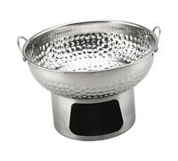 LOVIVER Pentola multiuso in acciaio inossidabile da 18 cm, portatile per feste, con manici ad anello, texture martellata, Argenteo