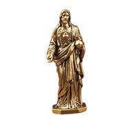 LOVIVER Piccola Statuetta Religiosa in Ottone, Portatile, da Collezione, Miniatura Cattolica per Decorazione Pasquale da Posizionare al, Croce 4.8 Cm X 5.8